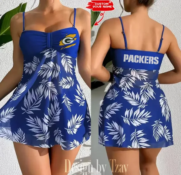 Green Bay Packers Summer Women's Short Dress With Shorts Trending 2025 SPTSWSDT044 - Image 3