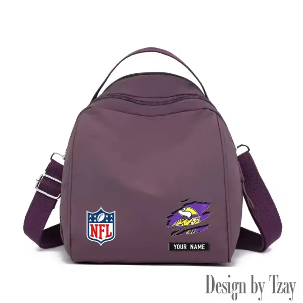 Minnesota Vikings Women's Nylon Backpack Lightweight Travel Bag SPTWNBLTB021 - Image 2