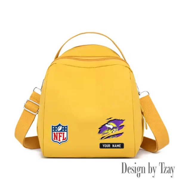 Minnesota Vikings Women's Nylon Backpack Lightweight Travel Bag SPTWNBLTB021 - Image 3