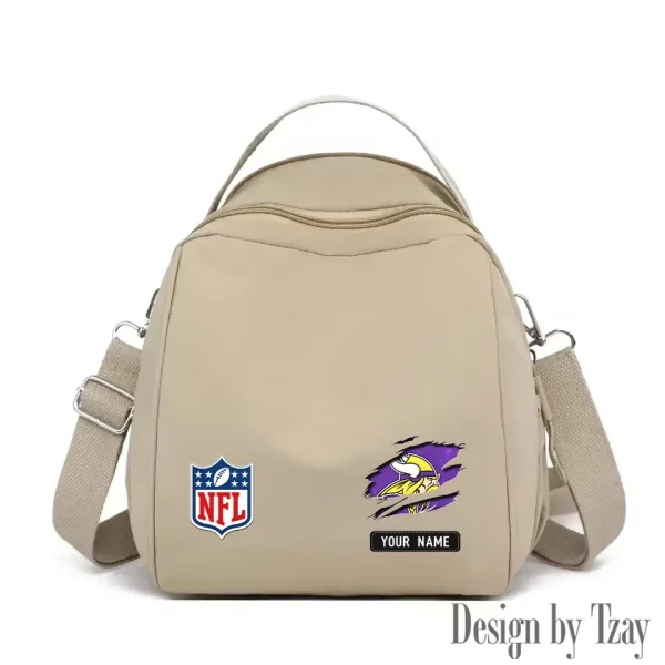 Minnesota Vikings Women's Nylon Backpack Lightweight Travel Bag SPTWNBLTB021 - Image 4