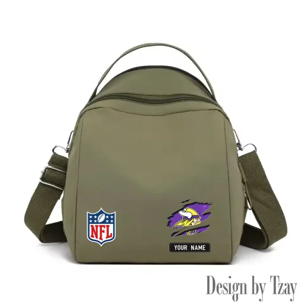 Minnesota Vikings Women's Nylon Backpack Lightweight Travel Bag SPTWNBLTB021 - Image 6