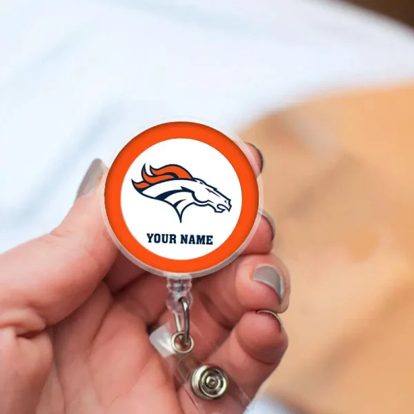 Denver Broncos Football Badge Reel Personalized Name Gift For Fans SPTBADGEREEL001