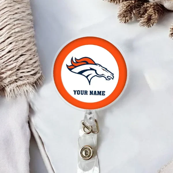 Denver Broncos Football Badge Reel Personalized Name Gift For Fans SPTBADGEREEL001 - Image 2
