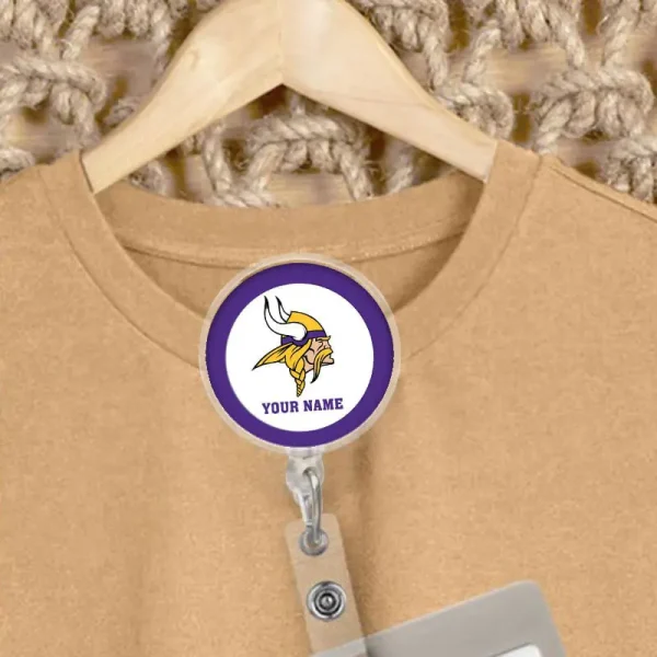 Minnesota Vikings Football Badge Reel Personalized Name Gift For Fans SPTBADGEREEL002 - Image 2