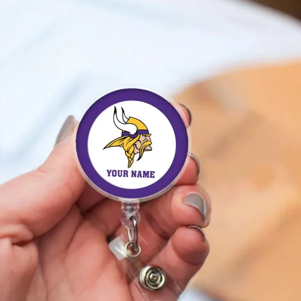Minnesota Vikings Football Badge Reel Personalized Name Gift For Fans SPTBADGEREEL002
