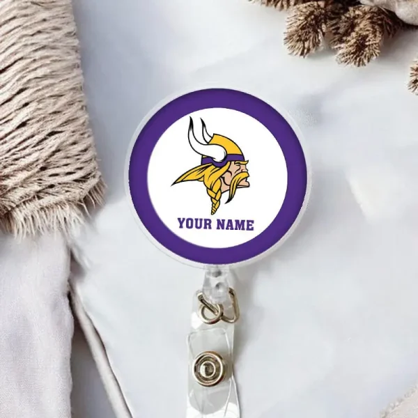 Minnesota Vikings Football Badge Reel Personalized Name Gift For Fans SPTBADGEREEL002 - Image 3