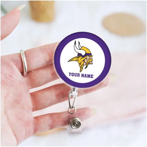 Minnesota Vikings Football Badge Reel Personalized Name Gift For Fans SPTBADGEREEL002 - Image 4