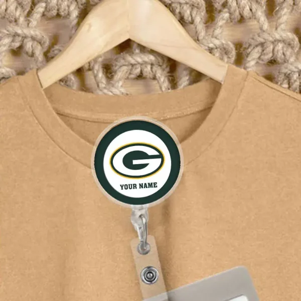 Green Bay Packers Football Badge Reel Personalized Name Gift For Fans SPTBADGEREEL004 - Image 4