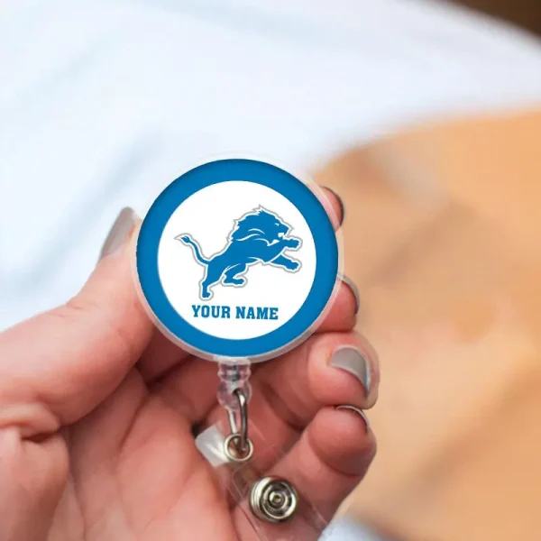 Detroit Lions Football Badge Reel Personalized Name Gift For Fans SPTBADGEREEL007