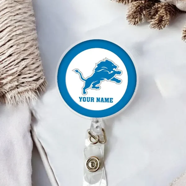 Detroit Lions Football Badge Reel Personalized Name Gift For Fans SPTBADGEREEL007 - Image 2