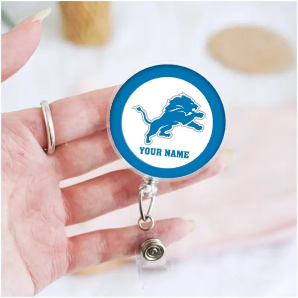 Detroit Lions Football Badge Reel Personalized Name Gift For Fans SPTBADGEREEL007 - Image 3