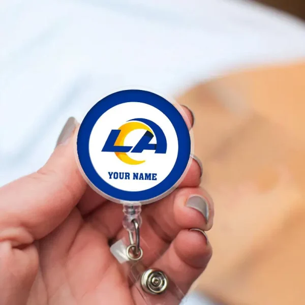 Los Angeles Rams Football Badge Reel Personalized Name Gift For Fans SPTBADGEREEL008