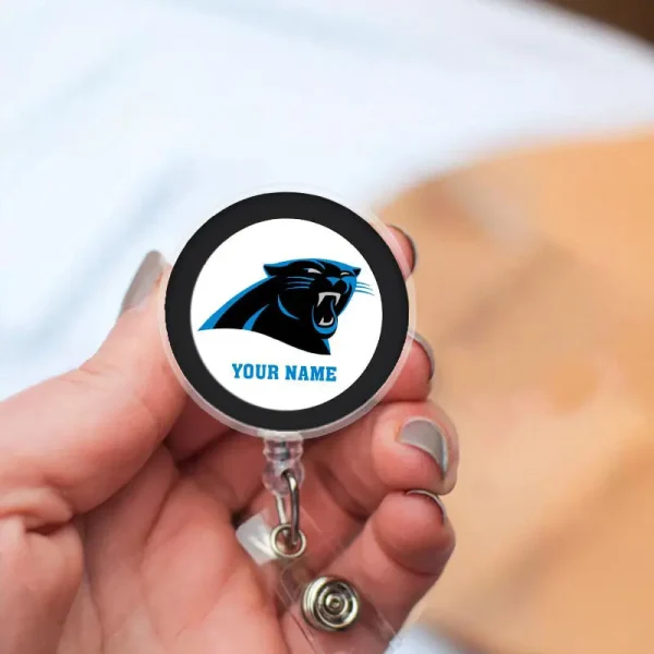 Carolina Panthers Football Badge Reel Personalized Name Gift For Fans SPTBADGEREEL011