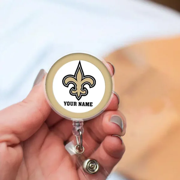 New Orleans Saints Football Badge Reel Personalized Name Gift For Fans SPTBADGEREEL014