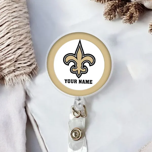 New Orleans Saints Football Badge Reel Personalized Name Gift For Fans SPTBADGEREEL014 - Image 2