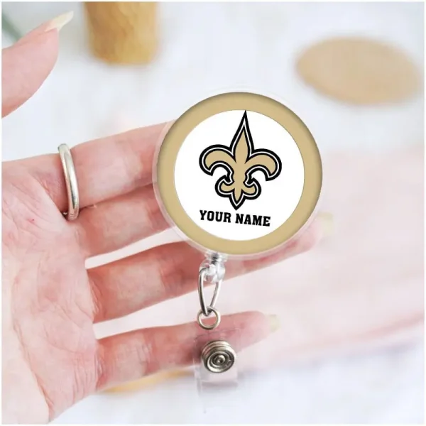 New Orleans Saints Football Badge Reel Personalized Name Gift For Fans SPTBADGEREEL014 - Image 3