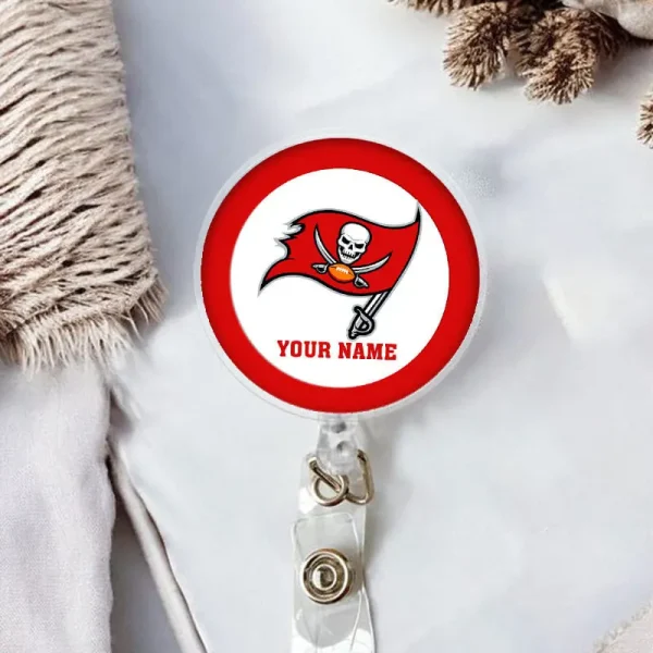 Tampa Bay Buccaneers Football Badge Reel Personalized Name Gift For Fans SPTBADGEREEL015 - Image 2