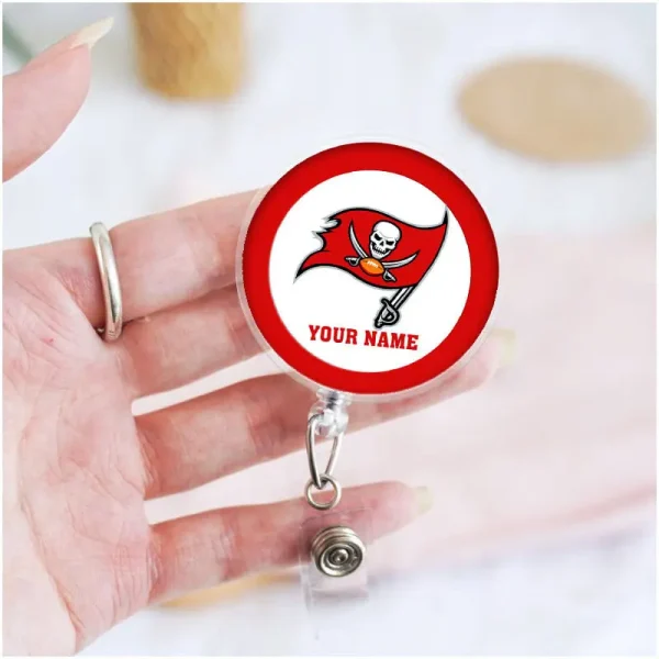 Tampa Bay Buccaneers Football Badge Reel Personalized Name Gift For Fans SPTBADGEREEL015 - Image 3