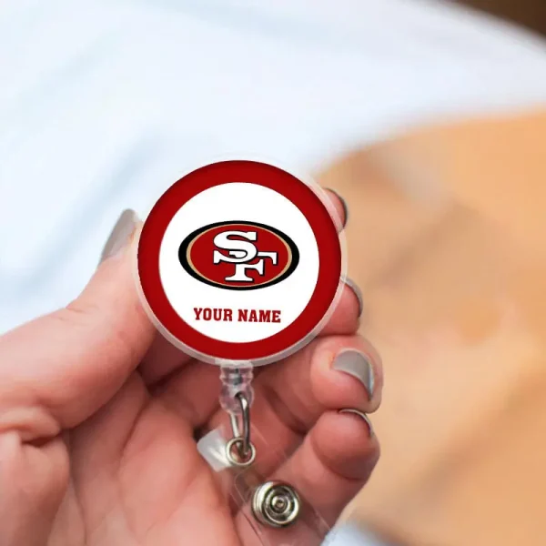 San Francisco 49ers Football Badge Reel Personalized Name Gift For Fans SPTBADGEREEL016