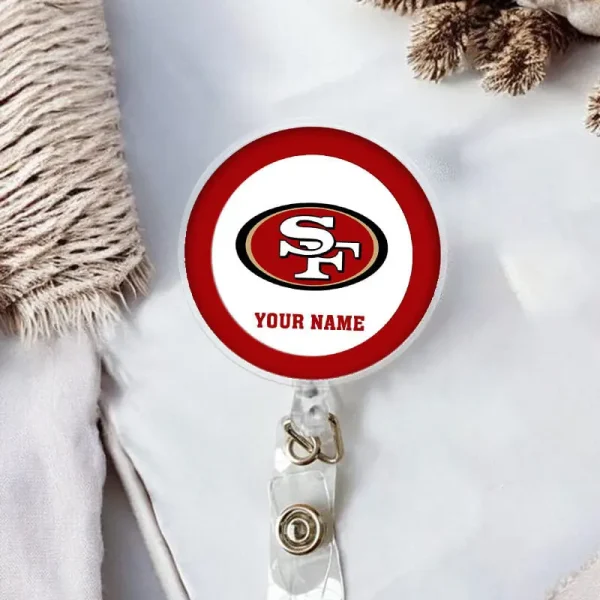 San Francisco 49ers Football Badge Reel Personalized Name Gift For Fans SPTBADGEREEL016 - Image 2