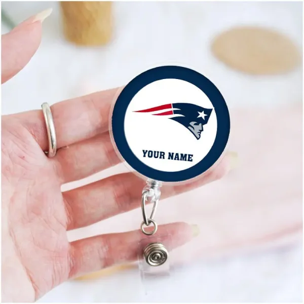 New England Patriots Football Badge Reel Personalized Name Gift For Fans SPTBADGEREEL018 - Image 3
