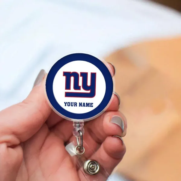New York Giants Football Badge Reel Personalized Name Gift For Fans SPTBADGEREEL019