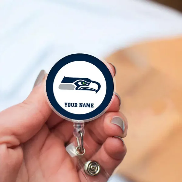 Seattle Seahawks Football Badge Reel Personalized Name Gift For Fans SPTBADGEREEL021