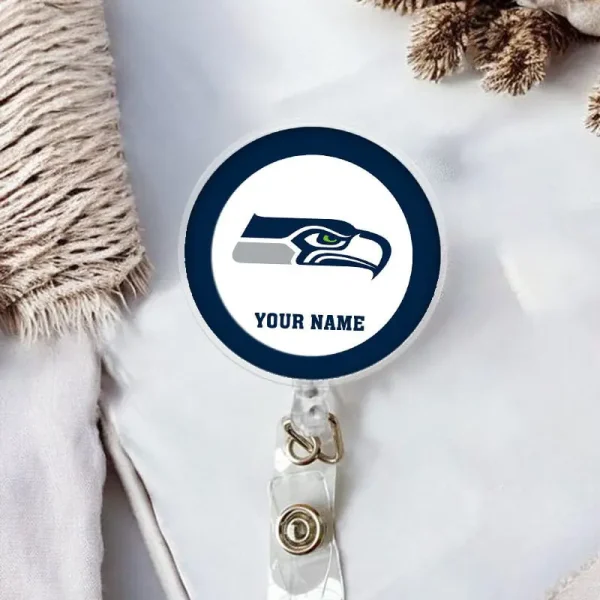 Seattle Seahawks Football Badge Reel Personalized Name Gift For Fans SPTBADGEREEL021 - Image 2