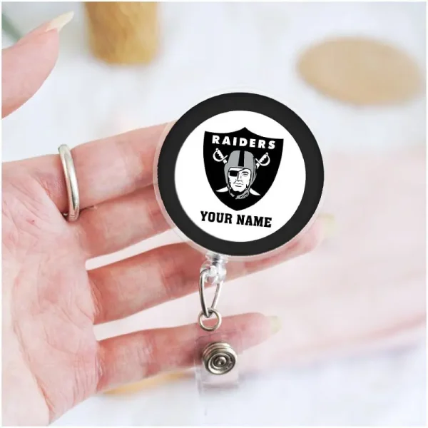 Las Vegas Raiders Football Badge Reel Personalized Name Gift For Fans SPTBADGEREEL022 - Image 3