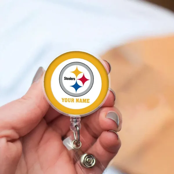 Pittsburgh Steelers Football Badge Reel Personalized Name Gift For Fans SPTBADGEREEL023