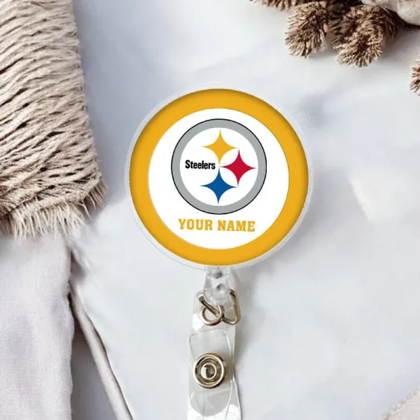 Pittsburgh Steelers Football Badge Reel Personalized Name Gift For Fans SPTBADGEREEL023 - Image 3