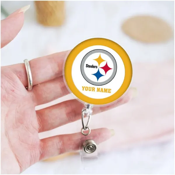 Pittsburgh Steelers Football Badge Reel Personalized Name Gift For Fans SPTBADGEREEL023 - Image 4