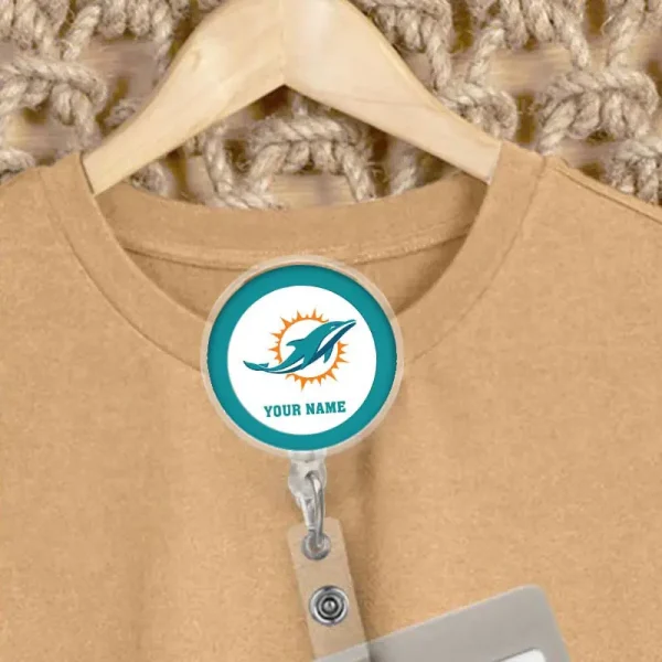 Miami Dolphins Football Badge Reel Personalized Name Gift For Fans SPTBADGEREEL024 - Image 4