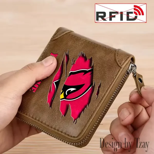 Arizona Cardinals Leather Men's Zipper Wallet Trending 2025 SPTLMZWALLET001 - Image 4