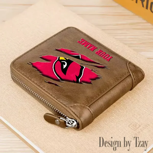 Arizona Cardinals Leather Men's Zipper Wallet Trending 2025 SPTLMZWALLET001 - Image 3