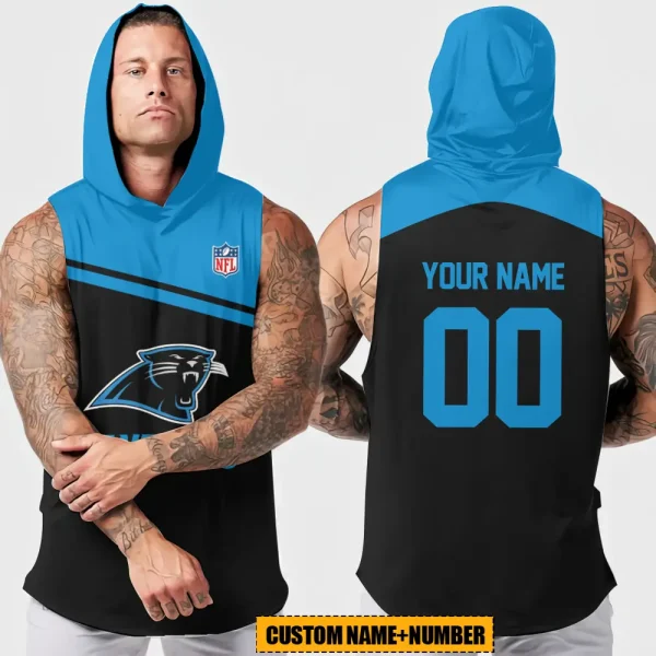 Carolina Panthers Men's Workout Hooded Tank Top Summer Fitness Training Hoodie Sleeveless style 2025 AZHTT432