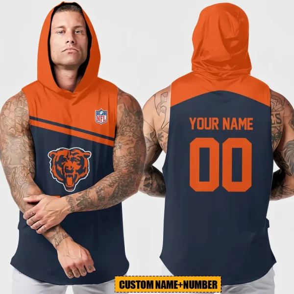 Chicago Bears Men's Workout Hooded Tank Top Summer Fitness Training Hoodie Sleeveless style 2025 AZHTT433