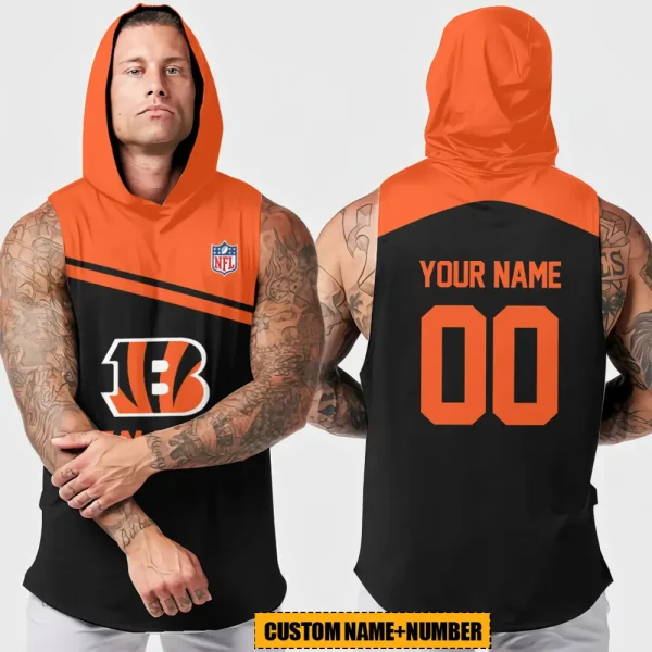 Cincinnati Bengals Men's Workout Hooded Tank Top Summer Fitness Training Hoodie Sleeveless style 2025 AZHTT434