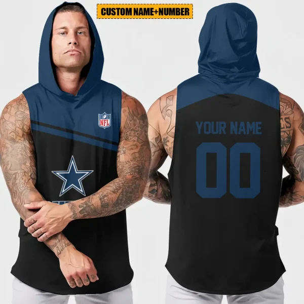 Dallas Cowboys Men's Workout Hooded Tank Top Summer Fitness Training Hoodie Sleeveless style 2025 AZHTT436