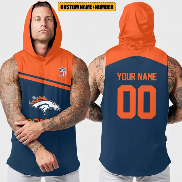 Denver Broncos Men's Workout Hooded Tank Top Summer Fitness Training Hoodie Sleeveless style 2025 AZHTT437
