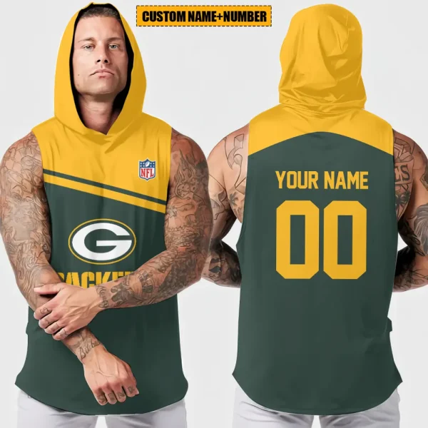 Green Bay Packers Men's Workout Hooded Tank Top Summer Fitness Training Hoodie Sleeveless style 2025 AZHTT439