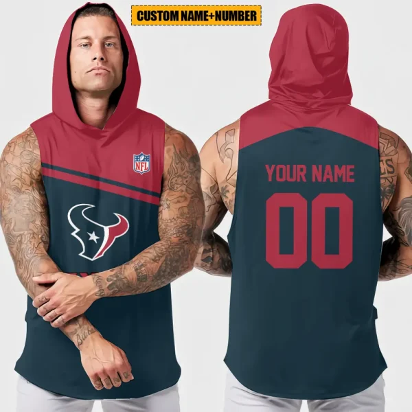 Houston Texans Men's Workout Hooded Tank Top Summer Fitness Training Hoodie Sleeveless style 2025 AZHTT440
