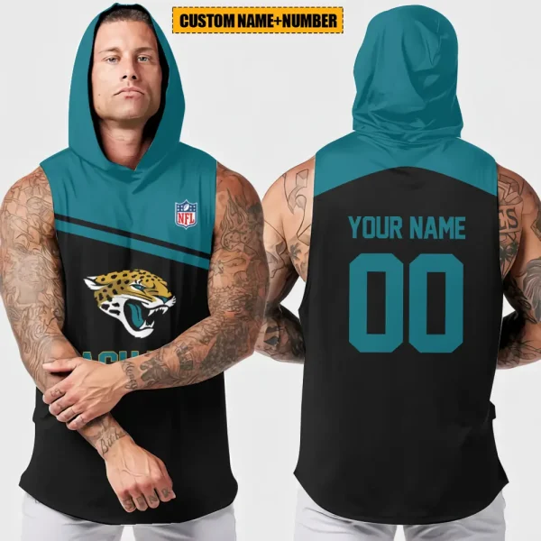 Jacksonville Jaguars Men's Workout Hooded Tank Top Summer Fitness Training Hoodie Sleeveless style 2025 AZHTT442