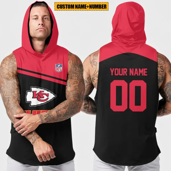 Kansas City Chiefs Men's Workout Hooded Tank Top Summer Fitness Training Hoodie Sleeveless style 2025 AZHTT443