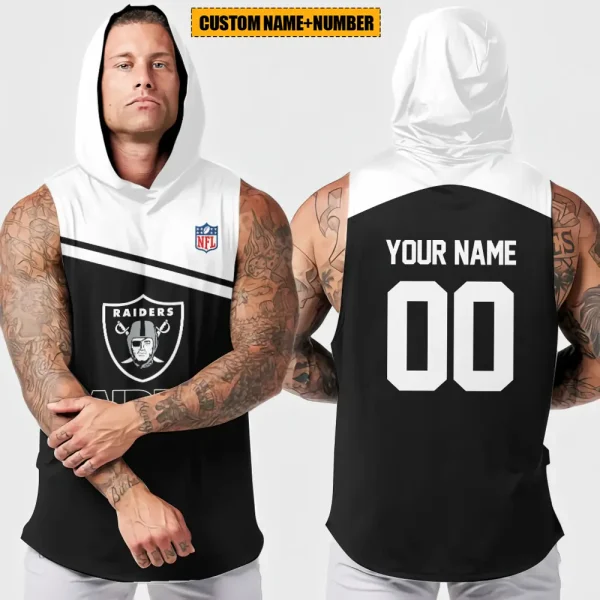 Las Vegas Raiders Men's Workout Hooded Tank Top Summer Fitness Training Hoodie Sleeveless style 2025 AZHTT444