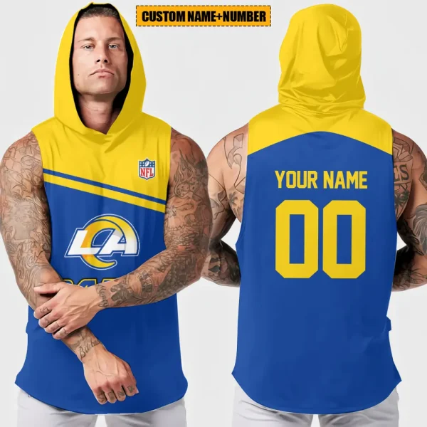 Los Angeles Rams Men's Workout Hooded Tank Top Summer Fitness Training Hoodie Sleeveless style 2025 AZHTT446