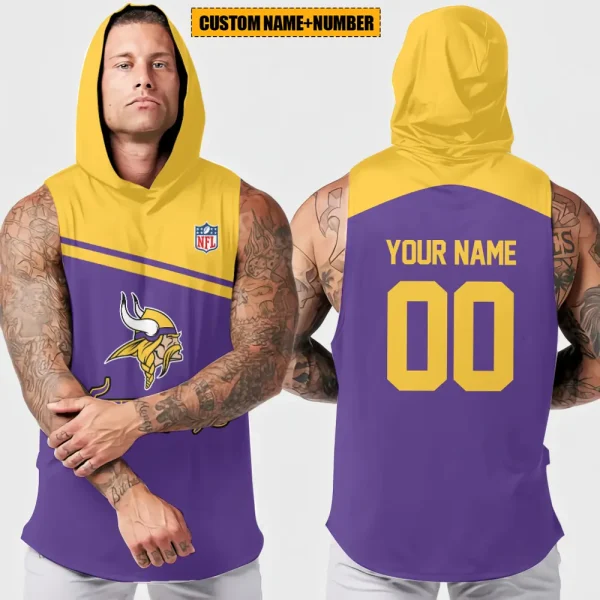 Minnesota Vikings Men's Workout Hooded Tank Top Summer Fitness Training Hoodie Sleeveless style 2025 AZHTT448