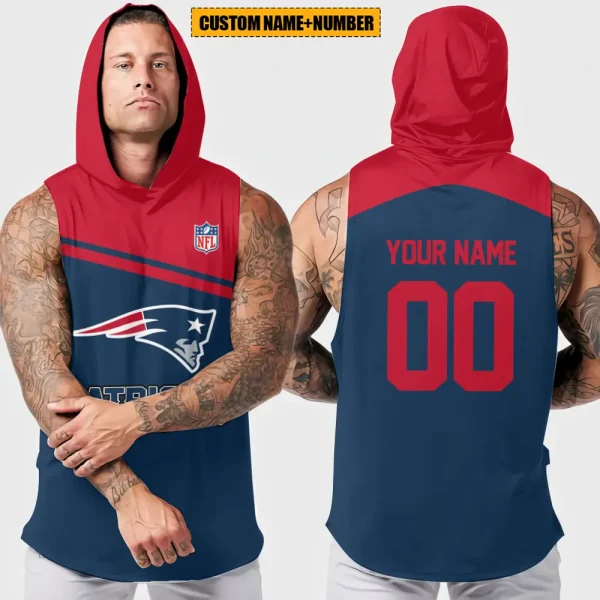 New England Patriots Men's Workout Hooded Tank Top Summer Fitness Training Hoodie Sleeveless style 2025 AZHTT449