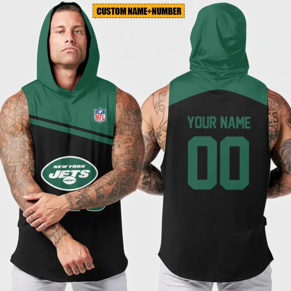 New York Jets Men's Workout Hooded Tank Top Summer Fitness Training Hoodie Sleeveless style 2025 AZHTT452