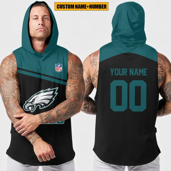 Philadelphia Eagles Men's Workout Hooded Tank Top Summer Fitness Training Hoodie Sleeveless style 2025 AZHTT453